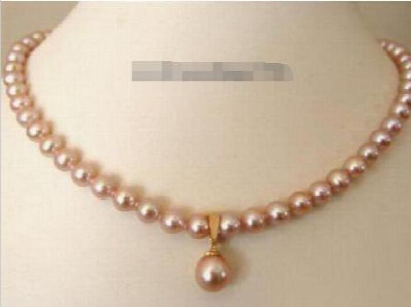 Pink Pearl Clasp Pendant Necklace
