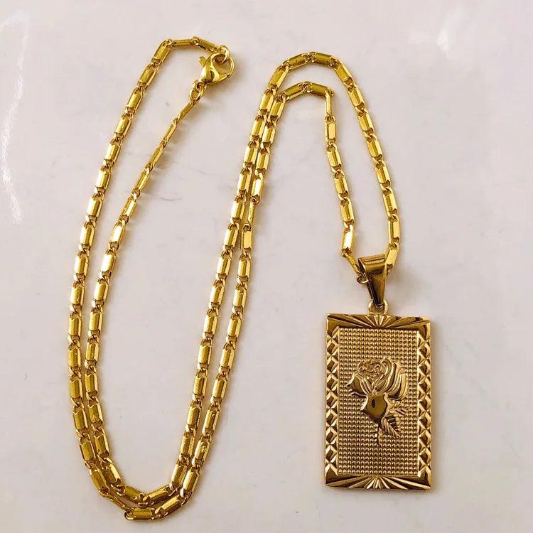 Titanium 18K Floral Necklace Women Stainless Steel Jewelry Chain Gift
