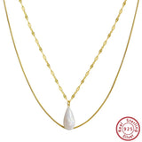 925 Silver Pearl Necklace with Freshwater Pearl Pendants Layered Necklace
