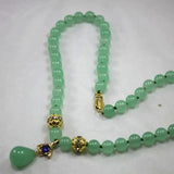 8mm Light Green Jade Necklace Crystal Plated Pendant