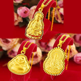 24K Plated Buddha Guanyin Pendant Necklace High Jewelry