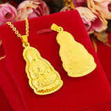 24K Plated Buddha Guanyin Pendant Necklace High Jewelry