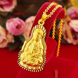 24K Plated Buddha Guanyin Pendant Necklace High Jewelry
