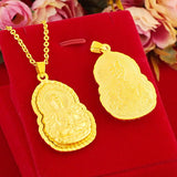 24K Plated Buddha Guanyin Pendant Necklace High Jewelry