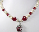 Elegant Red Jade Necklace with Fancy Pendant