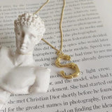 925 Silver Alphabet Letter S Bamboo Initial Necklace Personalized Gift Pendant