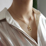 925 Silver Alphabet Letter S Bamboo Initial Necklace Personalized Gift Pendant