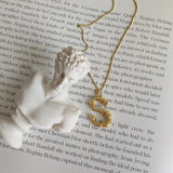 925 Silver Alphabet Letter S Bamboo Initial Necklace Personalized Gift Pendant