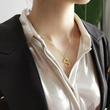 925 Silver Alphabet Letter S Bamboo Initial Necklace Personalized Gift Pendant