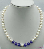 Freshwater Pearl & Amethyst Beads Necklace 18 Inch