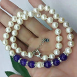 Freshwater Pearl & Amethyst Beads Necklace 18 Inch
