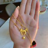 Princess Chain Wedding Love Tassel Bow 24k Plated Necklace