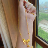 Princess Chain Wedding Love Tassel Bow 24k Plated Necklace