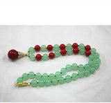 8mm Green Jade & Red Shell Pearl Necklace with 14mm Shell Pearl Pendant