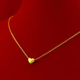 Matte Love Heart Pendant Necklace Chain Chocker 14K Plated for Women