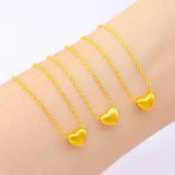 Matte Love Heart Pendant Necklace Chain Chocker 14K Plated for Women