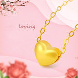 Matte Love Heart Pendant Necklace Chain Chocker 14K Plated for Women