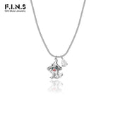 Real S925 Sterling Silver Zircon Spooky Wizard Hat Ghost Pendant
