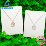 925 Silver Necklace Chain Rose Plated Pendant CZ Jewelry
