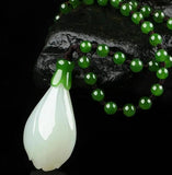 Hetian Jade Magnolia Flower Pendant Natural Jade Necklace