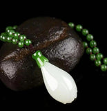Hetian Jade Magnolia Flower Pendant Natural Jade Necklace