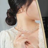 925 Silver Neckband Pearl Bead Choker Necklace Women Wedding Jewelry