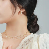 925 Silver Neckband Pearl Bead Choker Necklace Women Wedding Jewelry