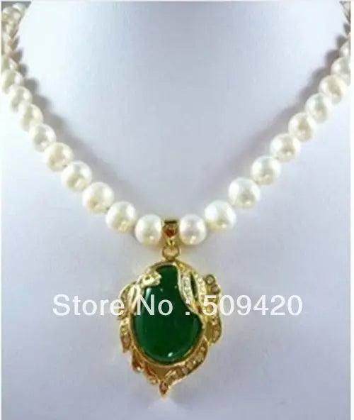 Pearl Green Jade Pendant Necklace
