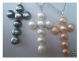 3PCS Freshwater Pearl Cross Pendant Necklace