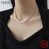 925 Silver Planet Pearl Short Necklace Women Jewelry Choker Gift
