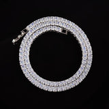 Square 4mm CZ Chain Hip Hop Silver Tennis Necklace for Women