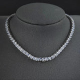 Square 4mm CZ Chain Hip Hop Silver Tennis Necklace for Women