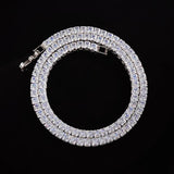 Square 4mm CZ Chain Hip Hop Silver Tennis Necklace for Women