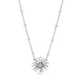 S925 Sterling Silver Charm Infinity Necklace Daisies Leaf Pendants