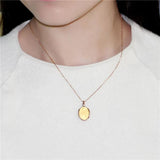 Almei Yellow Citrine Silver Pendant Necklace OL Style