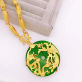 OMHXFC Dragon Phoenix 24KT Pendant Necklace