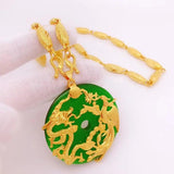 OMHXFC Dragon Phoenix 24KT Pendant Necklace
