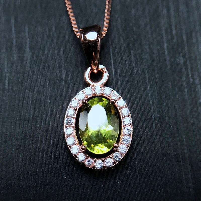 Green Peridot Wedding Pendant Necklace 925 Sterling Silver FN288