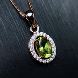 Green Peridot Wedding Pendant Necklace 925 Sterling Silver FN288