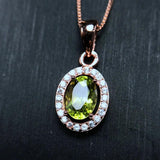 Green Peridot Wedding Pendant Necklace 925 Sterling Silver FN288