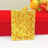 Square Peacock Flower Pendant Necklace for Women Men Chain