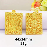 Square Peacock Flower Pendant Necklace for Women Men Chain