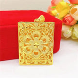Square Peacock Flower Pendant Necklace for Women Men Chain