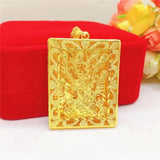 Square Peacock Flower Pendant Necklace for Women Men Chain