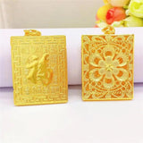 Square Peacock Flower Pendant Necklace for Women Men Chain