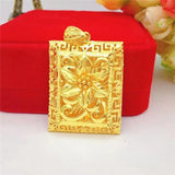 Square Peacock Flower Pendant Necklace for Women Men Chain