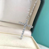 Hiphop Cross Pendant Necklace 925 Sterling Silver Diamond Clavicle Necklace