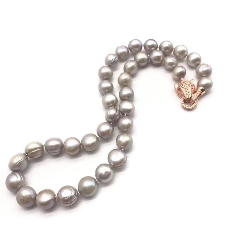 11-12MM Pearl Baroque Necklace w/ Leopard-head Clasp
