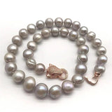 11-12MM Pearl Baroque Necklace w/ Leopard-head Clasp