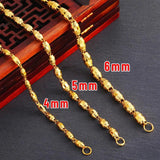 24K Plated 4mm 5mm 6mm Olive Beads Necklace for Men Women Fine Jewelry